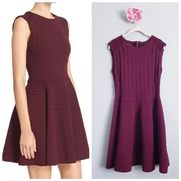 princess polly baby blue dress Alaia burgundy wool dress with a flared skirt 191003 — Women dresses